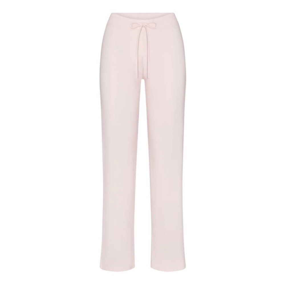 SKIMS Cotton Jersey Straight Leg Pants in Barely Pink